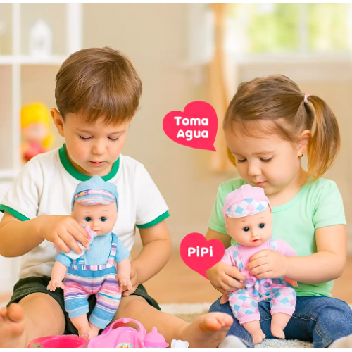 Muñeca bebé interactiva surtida que toma agua y hace pipí con sonidos, muñeca de 35 cm con accesorios, biberón y orinal, juguete educativo para niñas Venta al por mayor Y14-1311AB Muñeca bebé interactiva surtida que toma agua y hace pipí con sonidos, muñeca de 35 cm con accesorios, biberón y orinal, juguete educativo para niñas Venta al por mayor Y14-1311AB