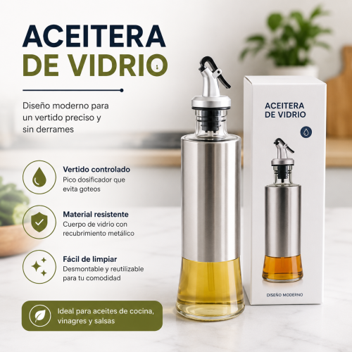 Aceitera con recipiente transparente y pico dosificador por mayoreo Aceitera con recipiente transparente y pico dosificador por mayoreo