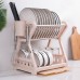 Escurridor de platos de 2 niveles con portacubiertos y charola antigoteo. Ideal para optimizar el espacio en la cocina. Venta por mayoreo YH5507