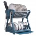 Escurridor de platos de 2 niveles con portacubiertos y charola antigoteo. Ideal para optimizar el espacio en la cocina. Venta por mayoreo YH5507