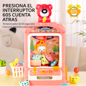 Máquina mini claw para niños, incluye peluches, luces y sonido. Juguete interactivo tipo atrapa peluches ideal para regalos, fiestas y entretenimiento en casa. Venta al por mayor YM1928E 