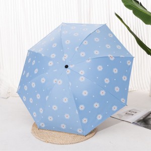 Paraguas plegable con estampado de margaritas blancas, resistente al sol y lluvia, diseño elegante, venta al por mayor YS1130