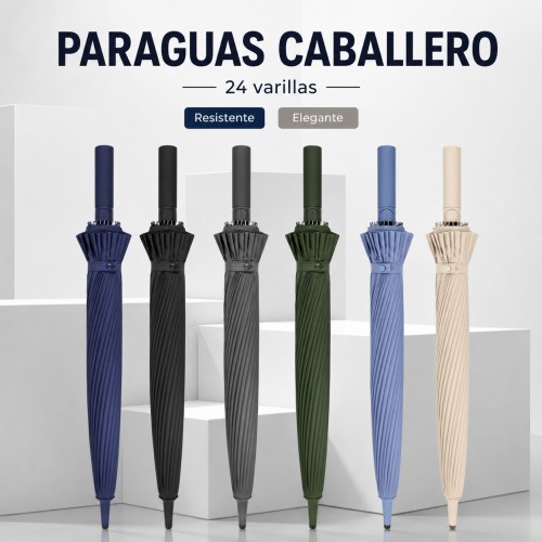 Paraguas largo para caballero de 24 varillas por mayoreo Paraguas largo para caballero de 24 varillas por mayoreo