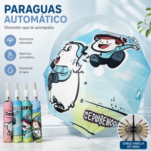 Paraguas automático infantil con diseño animado por mayoreo