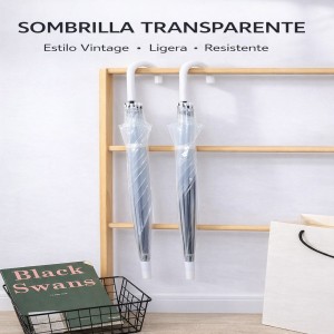 Sombrillas transparentes estilo vintage con mango curvo por mayoreo YS123