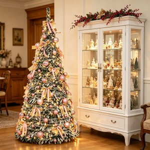 Árbol Navideño Plegable Rosa de 1.50 m con 120 Luces LED Por Mayoreo