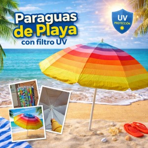 Paraguas de Playa con Filtro UV Multicolor por Mayoreo YWJ-01000