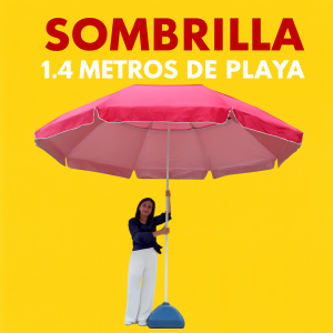 Sombrilla playera de 1.4 metros con poste metálico y funda para transporte, ideal para playa, jardín o camping, venta por mayoreo YWJ-03000