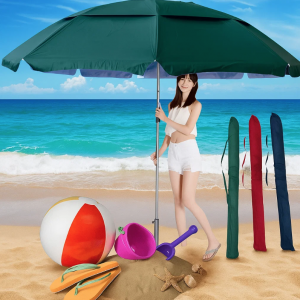 Sombrilla playera de 1.5 metros con poste y funda para transporte, ideal para playa, jardín o camping, venta por mayoreo YWJ-04000