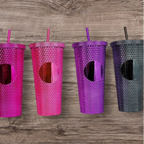 Vaso metálico con textura diamantado de 4 colores 680ml YY-144