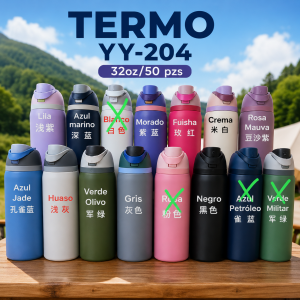 Botella de 32 oz en varios colores, ideal para uso diario. Venta por mayoreo