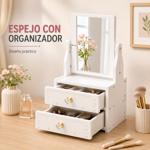 Espejo de mesa con cajones organizadores por mayoreo
