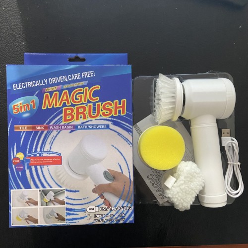Cepillo de limpieza eléctrico multifuncional 5 en 1. Recargable por USB, ideal para baño, cocina y superficies difíciles. Potente y fácil de usar. Venta por mayoreo ZE-0932