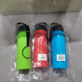 Botella de agua plegable de silicona con asa, para correr, deportes, viajes, portátil. Colores variados. Venta por mayoreo ZE-1132