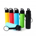 Botella de agua plegable de silicona con asa, para correr, deportes, viajes, portátil. Colores variados. Venta por mayoreo ZE-1132