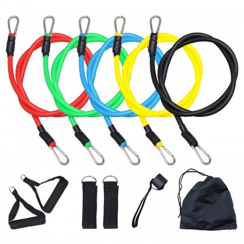 Kit de ligas de resistencia 11 piezas, ligas de 1 metro con accesorios para entrenamiento y ejercicio en casa. Venta al por mayor ZE-1629