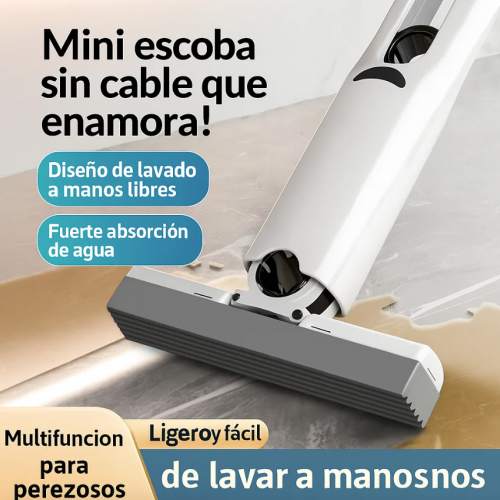 Mini fregona absorbente con escurridor integrado. Ideal para limpieza rápida en cocina, baño o vidrios. Venta al por mayor ZE-1824