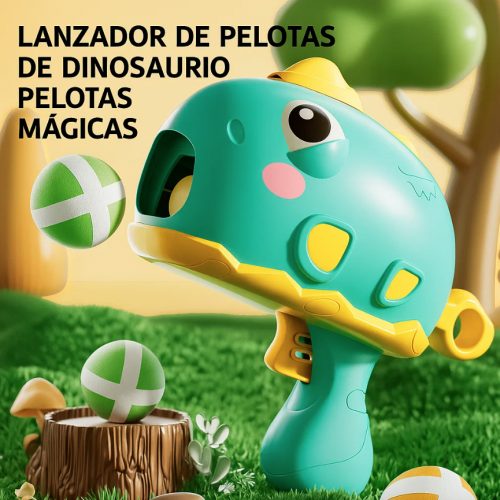 Pistola lanzabolas de dinosaurio para niños. Ideal para regalo, juego interior y exterior. Diseño de dinosaurio colorido. Venta por mayoreo
