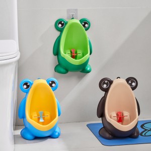 Urinario de pared con diseño de rana, ideal para entrenamiento infantil. Fácil de limpiar, con ventosas y hélice giratoria. Venta al por mayor ZE-2088