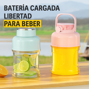 Exprimidor Portátil Multifuncional, Vaso para Jugos y Batidos con popote y tapa. Venta por Mayoreo ZE-2194