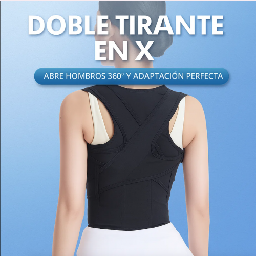 Corrector de postura ergonómico en forma de chaleco, diseñado para hombres y mujeres. Ayuda a mantener la espalda recta, reducir encorvamientos y aliviar dolores musculares.. Venta por mayoreo ZE-2858