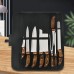 Juego de cuchillos de acero inoxidable con mango tipo madera. Incluye 10 piezas en estuche portátil. Ideal para cocina o parrilla. Venta al por mayor 