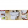 Cortador de cocina multifuncional 3 en 1. Dispensador de film, aluminio y papel toalla con cuchillas deslizables y montaje en pared. Venta al por mayor