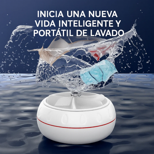 Mini lavadora eléctrica con turbina giratoria, recargable por USB. Ideal para viajes y ropa ligera. Compacta, silenciosa y fácil de usar. Venta al por mayor 