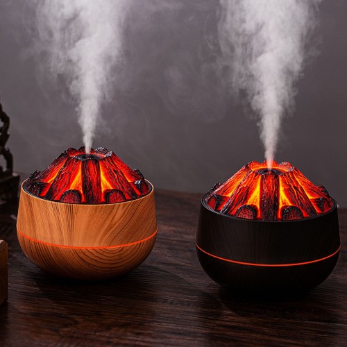 Humidificador decorativo con efecto fuego y diseño de carbón, ideal para decoración y aromaterapia. Venta por Mayoreo ZF-00355