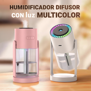 Humidificador difusor de aromas con luz led proyector tipo estrellas 360° giratorio para auto y hogar, modelo ZF-00356, venta por mayoreo