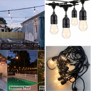 Guirnalda de luces impermeable de 10 metros con 20 focos tipo vintage, ideal para exteriores, modelo ZFM-0003, venta por mayoreo