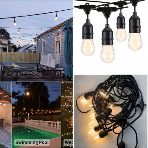 Guirnalda de luces impermeable de 10 metros con 20 focos tipo vintage, ideal para exteriores, modelo ZFM-0003, venta por mayoreo