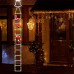 Luz decorativa navideña tipo escalera con Santa Claus trepando, 3 metros de largo y luces LED multicolor. Ideal para exteriores e interiores. 