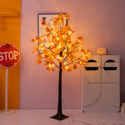 Árbol decorativo iluminado 180cm con hojas de otoño y luces led cálidas, ideal para interiores, eventos o fotografía, modelo zfm-0089, venta por mayoreo