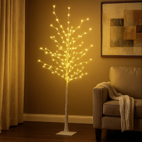 Árbol de luz LED de 1.8 m con iluminación blanco cálido, ideal para decoración de interiores y exteriores. Venta por mayoreo 