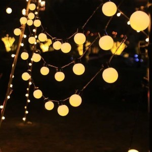 Serie de luces cálidas decorativas de 5 m con 20 lámparas tipo globo. Enchufable. Venta al por mayor ZFM-0144