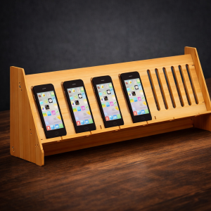 Soporte de Madera para 8 Celulares por Mayoreo ZJ576