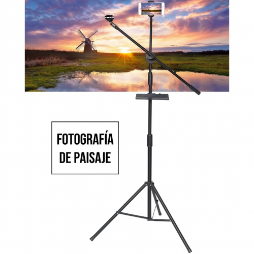 Tripié ligero y plegable modelo ZP12, compatible con celulares y cámaras. Altura ajustable hasta 1.20 m, rotación de 360° venta al por mayor ZP122