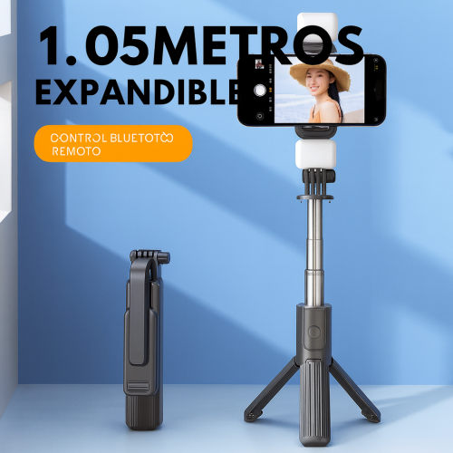 Palo selfie con trípode integrado y control remoto Bluetooth desmontable. Extensible hasta 1.05 metros, ideal para tomar fotos o grabar videos sin manos venta al por mayor ZPG-6532