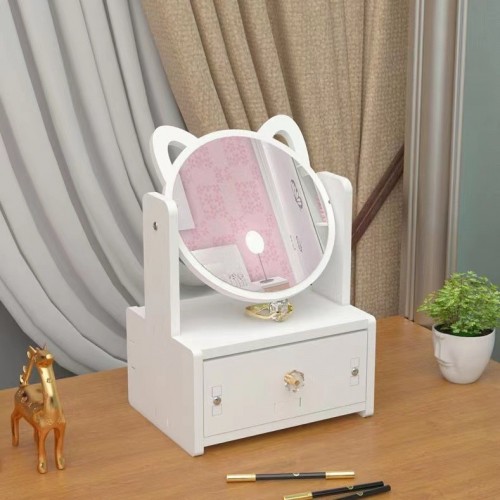 Espejo de tocador con cajón organizador y orejas decorativas – Modelo ZY5002 – Venta por mayoreo