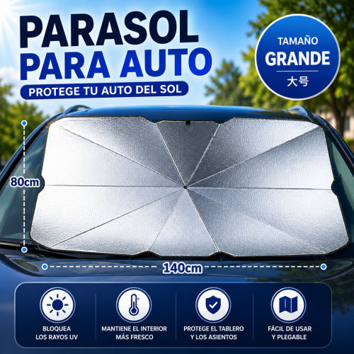 Parasol plegable para auto en color plata y medida de 140 × 80 cm, ideal para cubrir el parabrisas. Venta por mayoreo Parasol plegable para auto en color plata y medida de 140 × 80 cm, ideal para cubrir el parabrisas. Venta por mayoreo