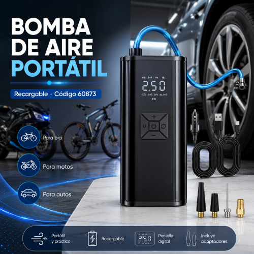 Bomba de Aire Portátil Recargable para Llantas Bomba de Aire Portátil Recargable para Llantas