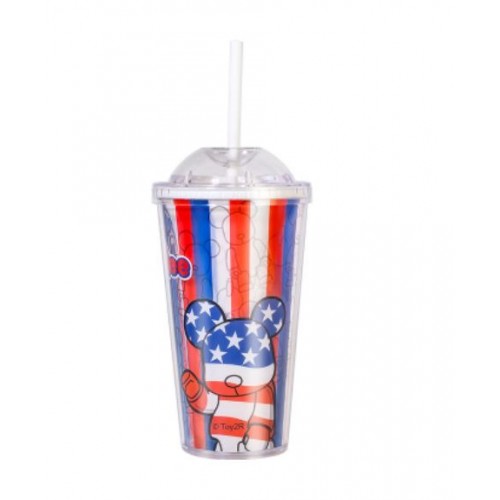 Vaso de acrílico con diseño de oso y bandera de USA de 480ML