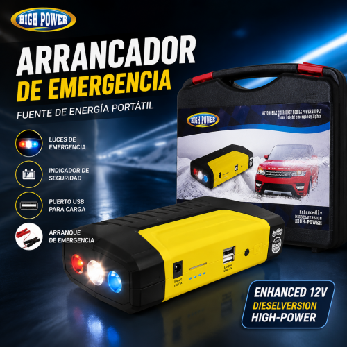 Arrancador portátil para automóvil modelo D-22210 con estuche rígido, ideal para emergencias vehiculares. Arrancador portátil para automóvil modelo D-22210 con estuche rígido, ideal para emergencias vehiculares.