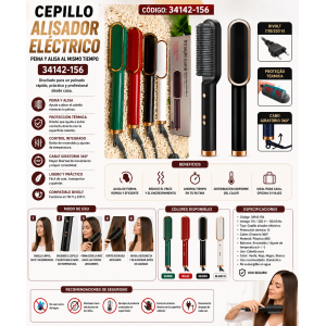Cepillo Alisador Eléctrico 34142-156 con Protección Térmica y Cable Giratorio 360°