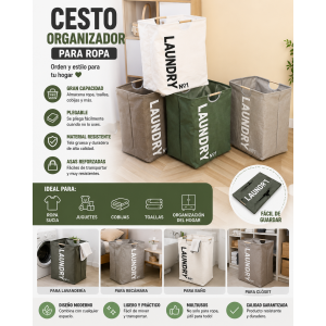 Mantén tu hogar organizado con este práctico cesto para ropa sucia. Fabricado con tela resistente y estructura plegable, ofrece gran capacidad para almacenar ropa, toallas, cobijas, juguetes y otros artículos del hogar. 