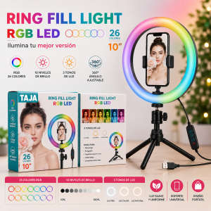 Aro de Luz LED RGB 10" con Soporte para Smartphone