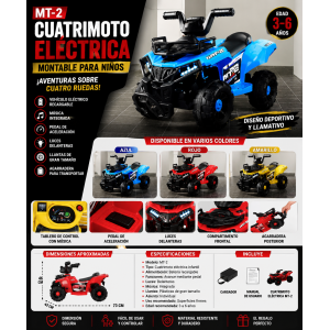 Cuatrimoto Eléctrica Montable para Niños con Luces y Música MT-2