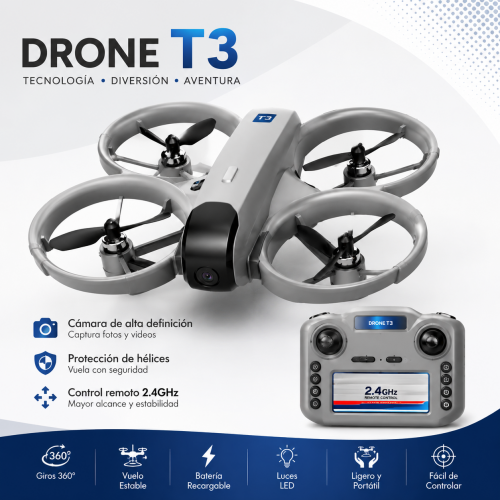 Dron T3 con Doble Cámara HD y Control con Pantalla