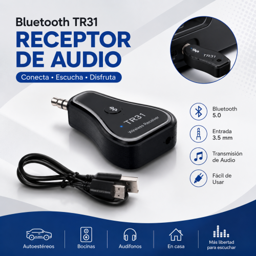 Receptor y Emisor Bluetooth TR31 con AUX y USB